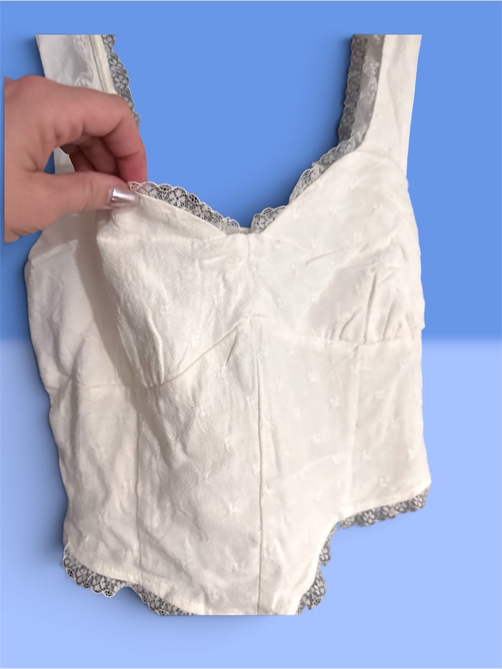 Lace-Trim Tank Top Blouse Cottagecore camisole Cream White